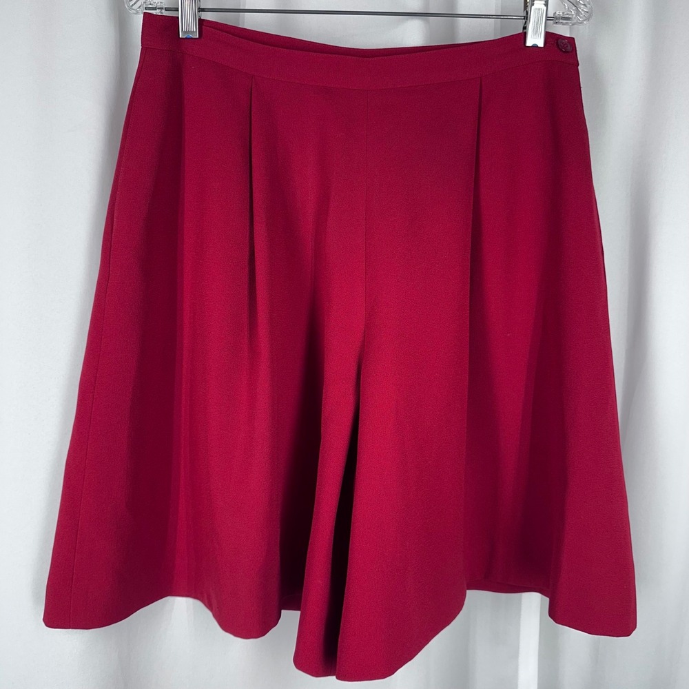 Jones New York Vintage Red Pleated High Rise Gaucho Culotte Shorts Size 12